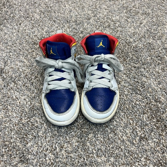 Nike air Jordan 1 mid toddler 11c white royal blue orange sneakers streetwear - Picture 4 of 7